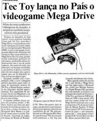 Newspaper clipping about the Mega Drive’s release, dubbed “the most powerful videogame in the world”.